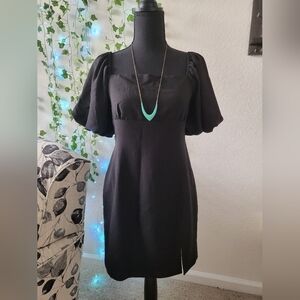 💚HP💚𝅺NWT J. ING Lightweight Black Puff Sleeve Mini Dress with Side Zip